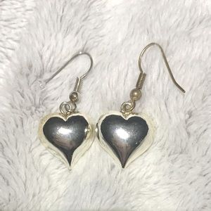 Vintage Silver Heart Dangle Earrings